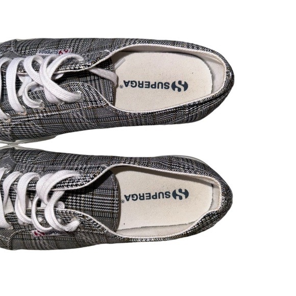 Superga 2790 BRITISHW Black Plaid Platform Sneakers woman’s SZ. 7 - Picture 10 of 13